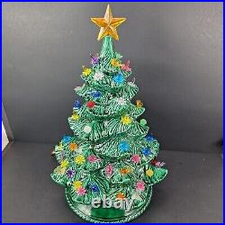 DAMAGED Vintage Lighted Christmas Tree 18 With Base Ceramic Albertas Mold 1978