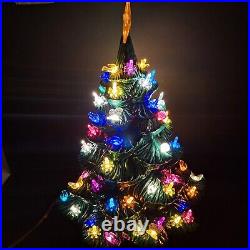 DAMAGED Vintage Lighted Christmas Tree 18 With Base Ceramic Albertas Mold 1978