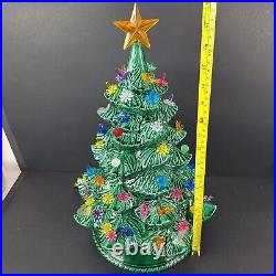 DAMAGED Vintage Lighted Christmas Tree 18 With Base Ceramic Albertas Mold 1978