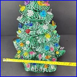 DAMAGED Vintage Lighted Christmas Tree 18 With Base Ceramic Albertas Mold 1978