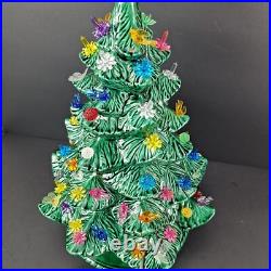 DAMAGED Vintage Lighted Christmas Tree 18 With Base Ceramic Albertas Mold 1978