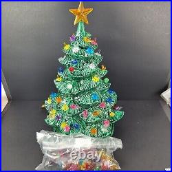 DAMAGED Vintage Lighted Christmas Tree 18 With Base Ceramic Albertas Mold 1978