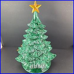 DAMAGED Vintage Lighted Christmas Tree 18 With Base Ceramic Albertas Mold 1978