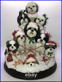 DANBURY MINT Lighted Shih Tzu Family Christmas Tree Very Rare