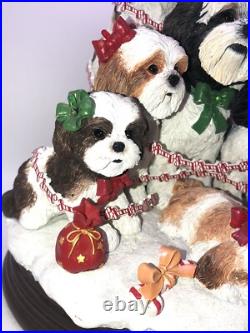 DANBURY MINT Lighted Shih Tzu Family Christmas Tree Very Rare