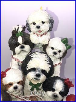 DANBURY MINT Lighted Shih Tzu Family Christmas Tree Very Rare