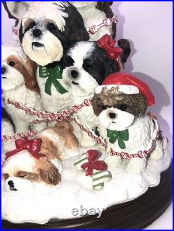 DANBURY MINT Lighted Shih Tzu Family Christmas Tree Very Rare