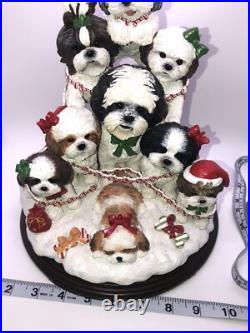 DANBURY MINT Lighted Shih Tzu Family Christmas Tree Very Rare