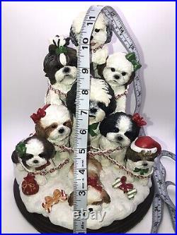 DANBURY MINT Lighted Shih Tzu Family Christmas Tree Very Rare