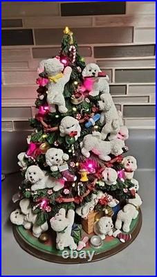 Danbury Mint Bichon Frise Dog Light-Up 12 Holiday Christmas Tree Works