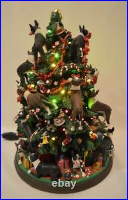 Danbury Mint Boston Terrier Dog Christmas Tree Lighted Figurine