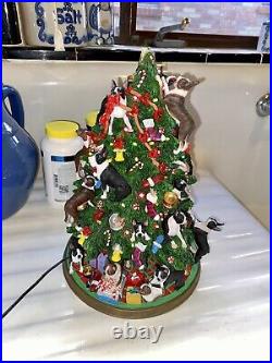 Danbury Mint Boston Terrier Light Ceramic Christmas Tree Works