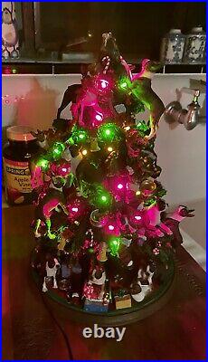 Danbury Mint Boston Terrier Light Ceramic Christmas Tree Works
