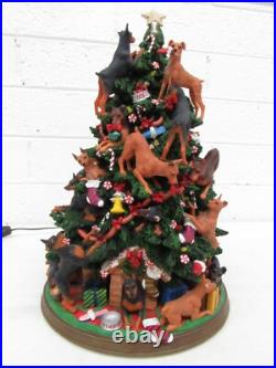 Danbury Mint Miniature Pinscher Dog 13 Ceramic Lighted Christmas Tree with Damage