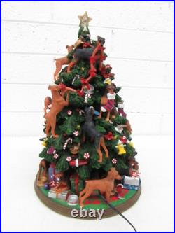 Danbury Mint Miniature Pinscher Dog 13 Ceramic Lighted Christmas Tree with Damage