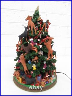 Danbury Mint Miniature Pinscher Dog 13 Ceramic Lighted Christmas Tree with Damage