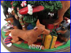 Danbury Mint Miniature Pinscher Dog 13 Ceramic Lighted Christmas Tree with Damage