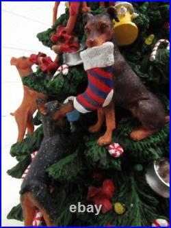 Danbury Mint Miniature Pinscher Dog 13 Ceramic Lighted Christmas Tree with Damage