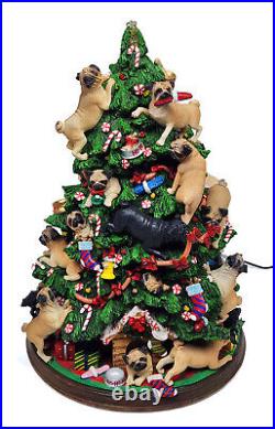 Danbury Mint Pug Dog Lighted Christmas Tree Holiday Decoration No Star No Chips