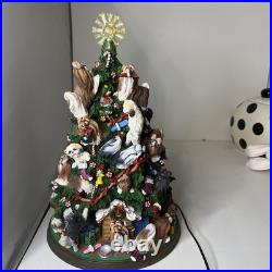 Danbury Mint Shih Tzu Christmas Tree Lighted Dog Puppy Holiday Decor Complete