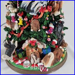 Danbury Mint Shih Tzu Lighted Christmas Tree 12Figurine Holidays Dogs No Star