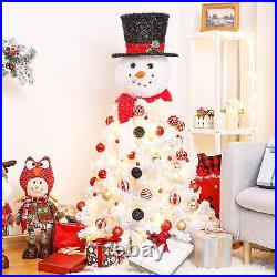 Decoway Christmas Tree Pre-lit Snowman-Shaped Artificial White Christmas Tree