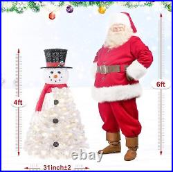 Decoway Christmas Tree Pre-lit Snowman-Shaped Artificial White Christmas Tree