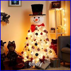 Decoway Christmas Tree Pre-lit Snowman-Shaped Artificial White Christmas Tree