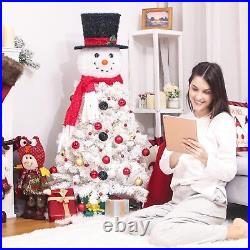 Decoway Christmas Tree Pre-lit Snowman-Shaped Artificial White Christmas Tree
