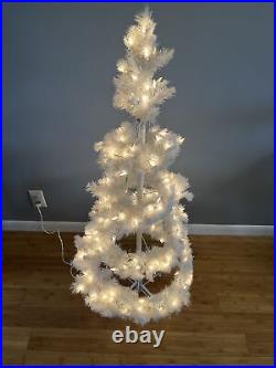 Department 56 Lighted White Iridescent Tinsel Tree In A Box withStand 50 Tall
