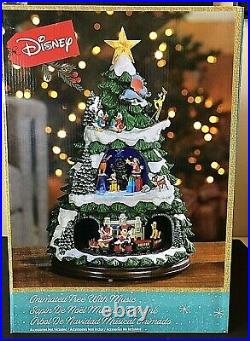 Disney Mickey Mouse Large Animated Musical Lights Christmas Tree Train NEW