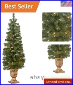 Durable 4 ft Pre-Lit Montclair Spruce Tree with Urn Base Perfect for Christmas