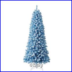 Evergreen Classics 7' Light Blue Anson Slim Pine Holiday Tree & White LED Lights