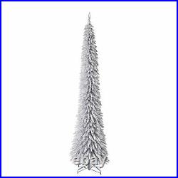 Evergreen Classics 9' Silver Pencil Pine Christmas Tree, Warm White LED Lights
