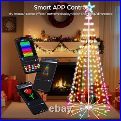 FANCILLUMA 8ft Outdoor Christmas Tree Smart RGB APP Remote Color Change LED Time