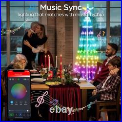 FANCILLUMA 8ft Outdoor Christmas Tree Smart RGB APP Remote Color Change LED Time