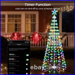 FANCILLUMA 8ft Outdoor Christmas Tree Smart RGB APP Remote Color Change LED Time