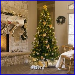 FREE SHIPPING? Christmas Tree, 7.5 Ft, 400 Lights, & Golden Ornaments