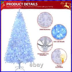 FREE SHIPPING? White Christmas Tree, 650 Lights, 9 Ft, Hinged, 2000 Branche
