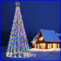 Fairyrain 12Ft Outdoor Lighting Christmas Tree Lights Cone Tall Star Topped A