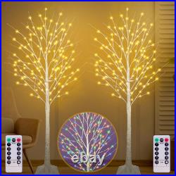 Fastdeng 6Ft Lighted Birch Tree 130 Led Warm White And Multicolor Lights 8
