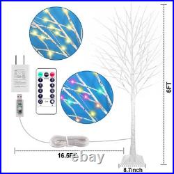 Fastdeng 6Ft Lighted Birch Tree 130 Led Warm White And Multicolor Lights 8