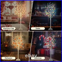 Fastdeng 6Ft Lighted Birch Tree 130 Led Warm White And Multicolor Lights 8