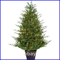 Fraser Hill Farm 5-ft. Adirondack Potted Christmas Tree Warm White LED Lights
