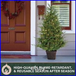 Fraser Hill Farm 5-ft. Adirondack Potted Christmas Tree Warm White LED Lights