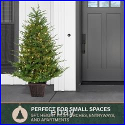 Fraser Hill Farm 5-ft. Adirondack Potted Christmas Tree Warm White LED Lights