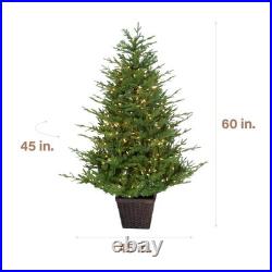 Fraser Hill Farm 5-ft. Adirondack Potted Christmas Tree Warm White LED Lights