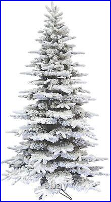 Fraser Hill Farm 7.5-Ft. Flocked Mountain Pine Christmas Tree, 7.5-Ft, Unlit