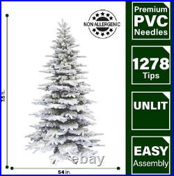 Fraser Hill Farm 7.5-Ft. Flocked Mountain Pine Christmas Tree, 7.5-Ft, Unlit