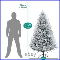 Frosted 6.5ft Christmas Tree with Lights Prelit Realistic Snow Flocked Xmas Tree
